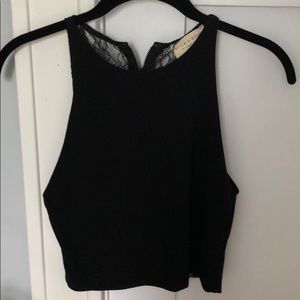 Alice + Olivia Theodora Fitted Lace-Back Crop Top